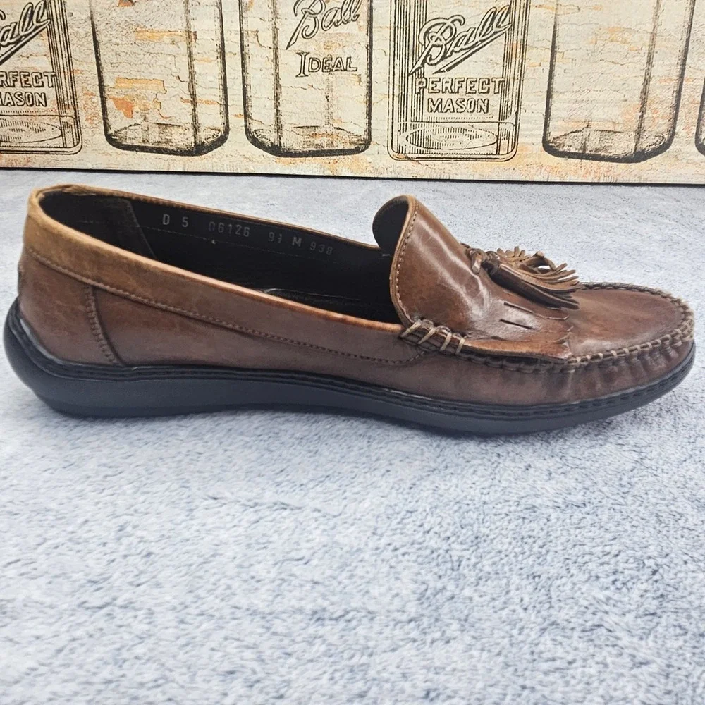 Bragano Tassel Loafers Mens 9.5 Brown Leather Kiltie Fringe Italy Dress Shoes